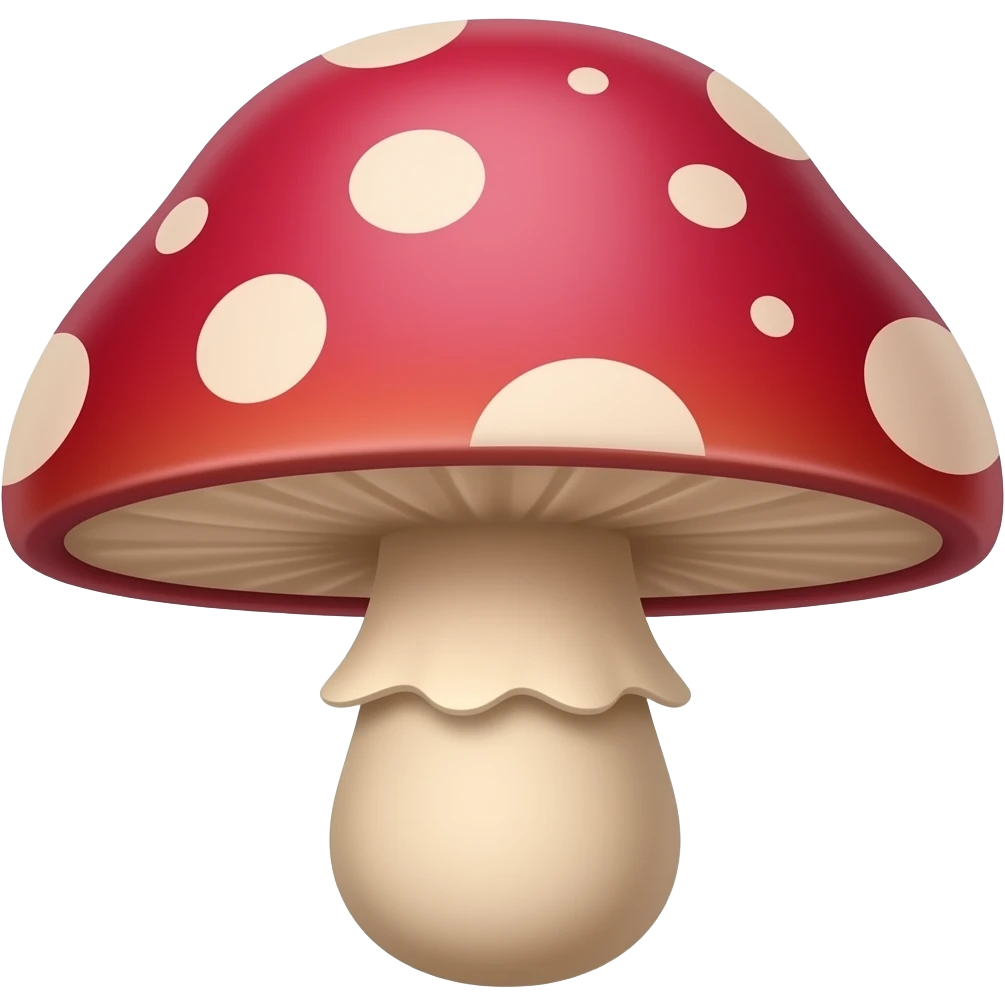 Fly agaric is red-purple crimson with a pronounced stem and random dots emoji