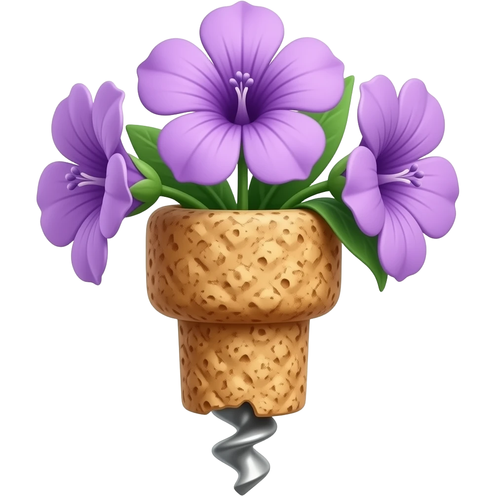 Sharp cork Screw with violet flowers emoji