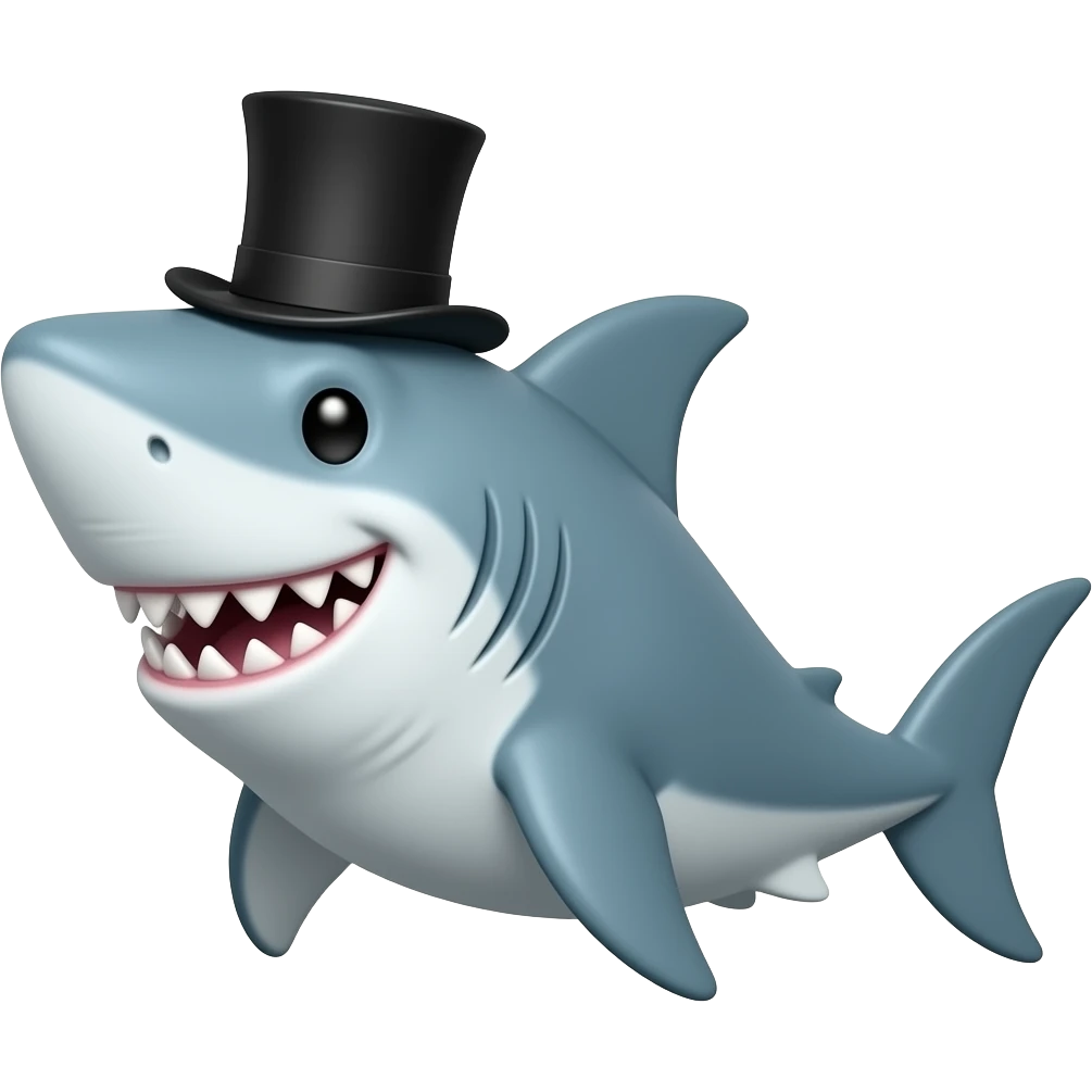 Shark with a top hat emoji