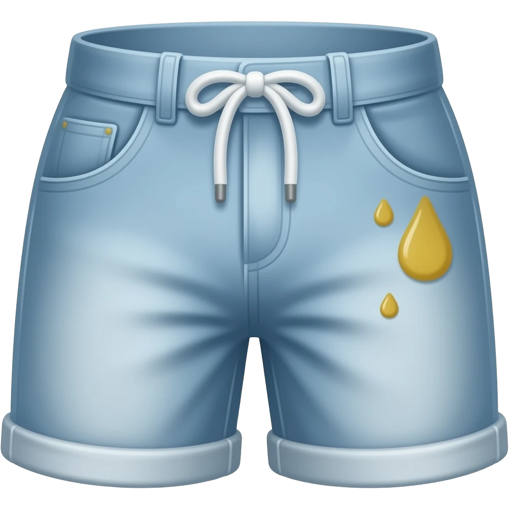 shorts with yellow wet pee spots on crotch without human and legs emoji