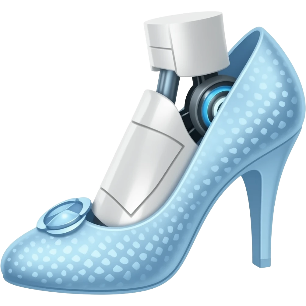 cinderella glass slipper with robot foot emoji