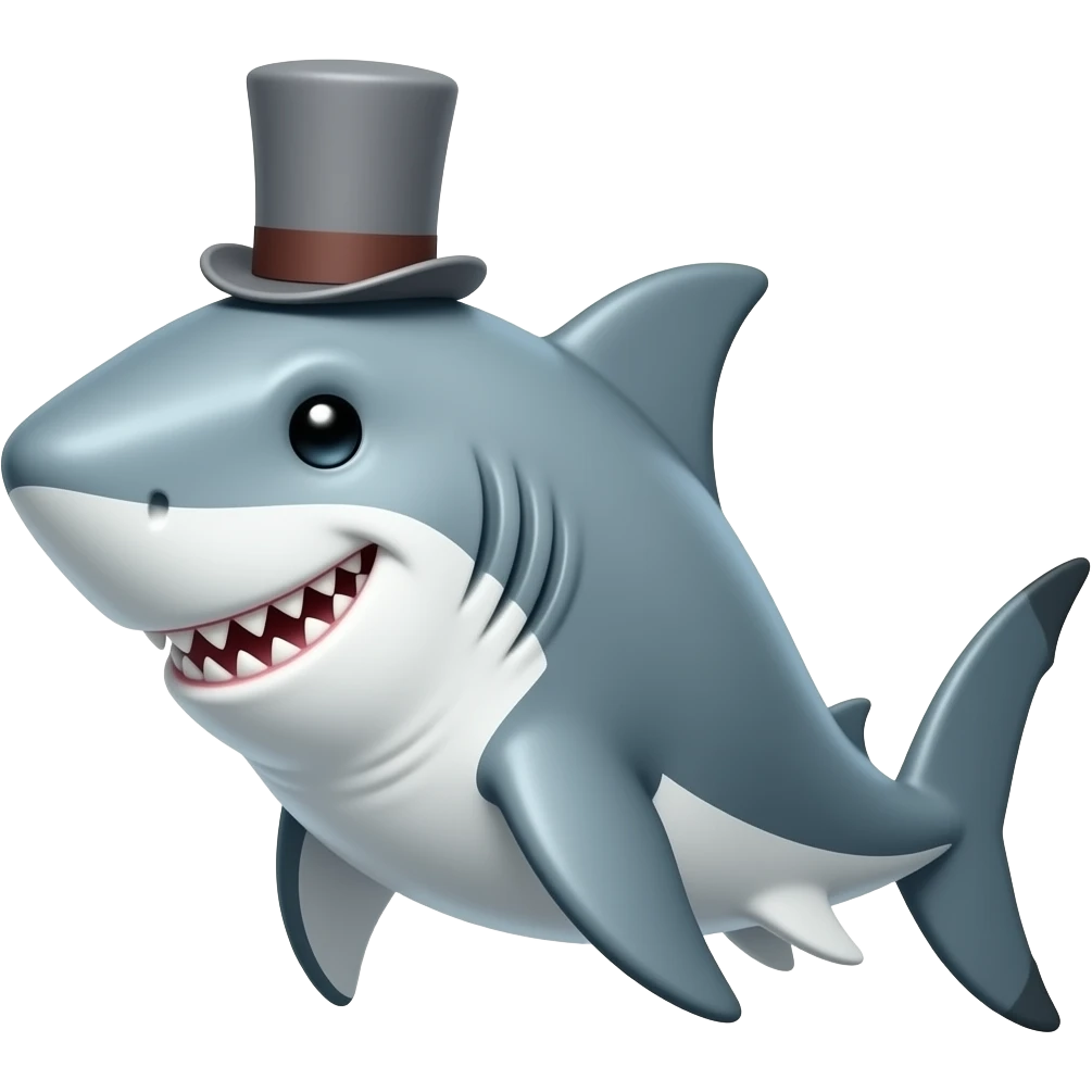 Shark with a top hat emoji