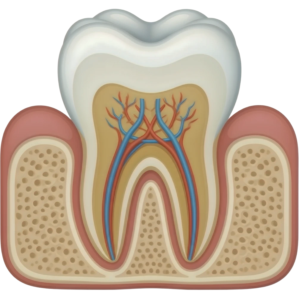 realistic tooth with gum and pump and the nerves emoji