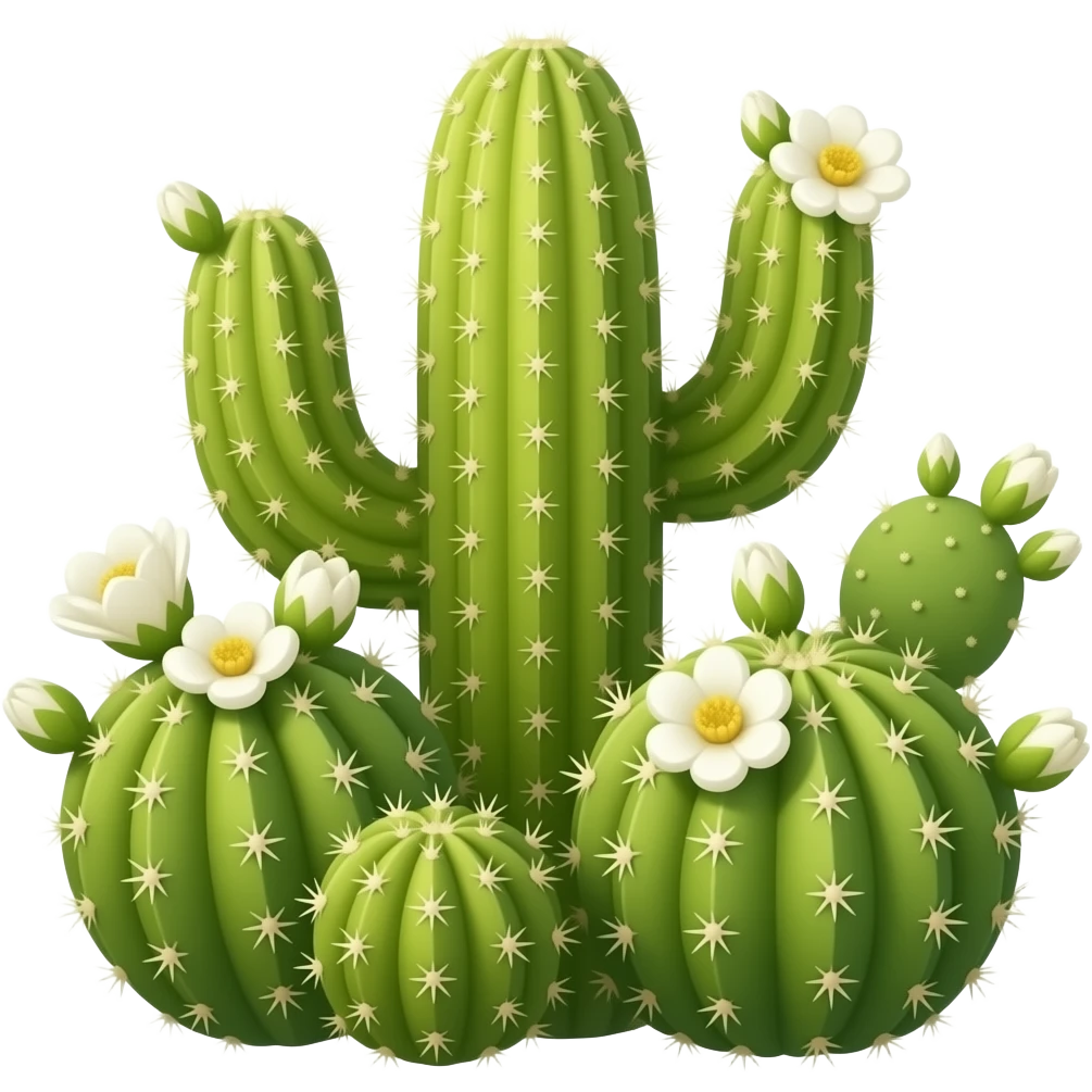golden cacti with white flower emoji