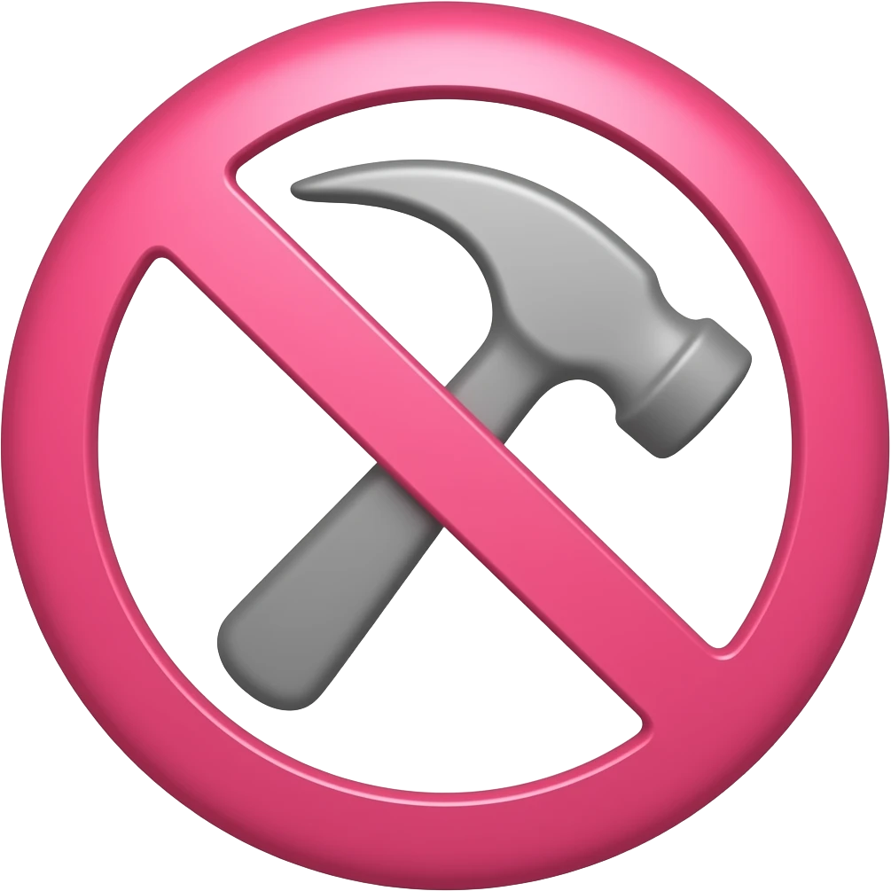 pink ban circle with a hammer emoji