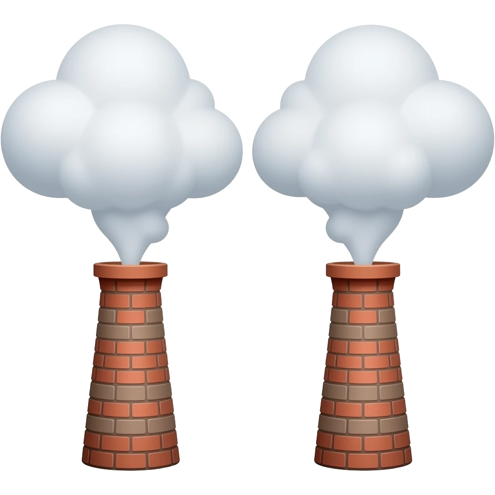 generate 2 chimneys releasing c02 clouds emoji