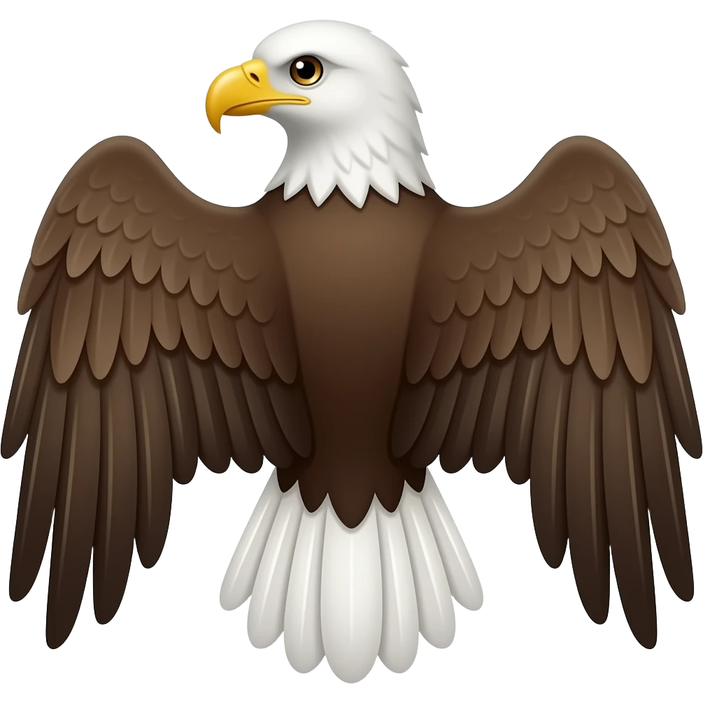 Wings of eagle with the head of eagle in middle, head slightly tilted towards right side, turn the eagle back and just wings and head are visible only emoji