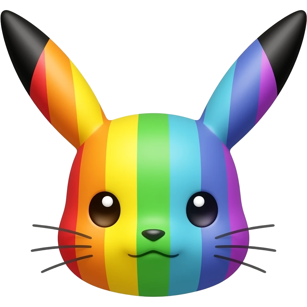 Rainbow Pikachu ears without head emoji