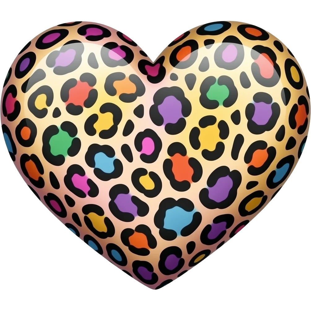 hace un corazón con estampado de leopardo en todos los colores emoji