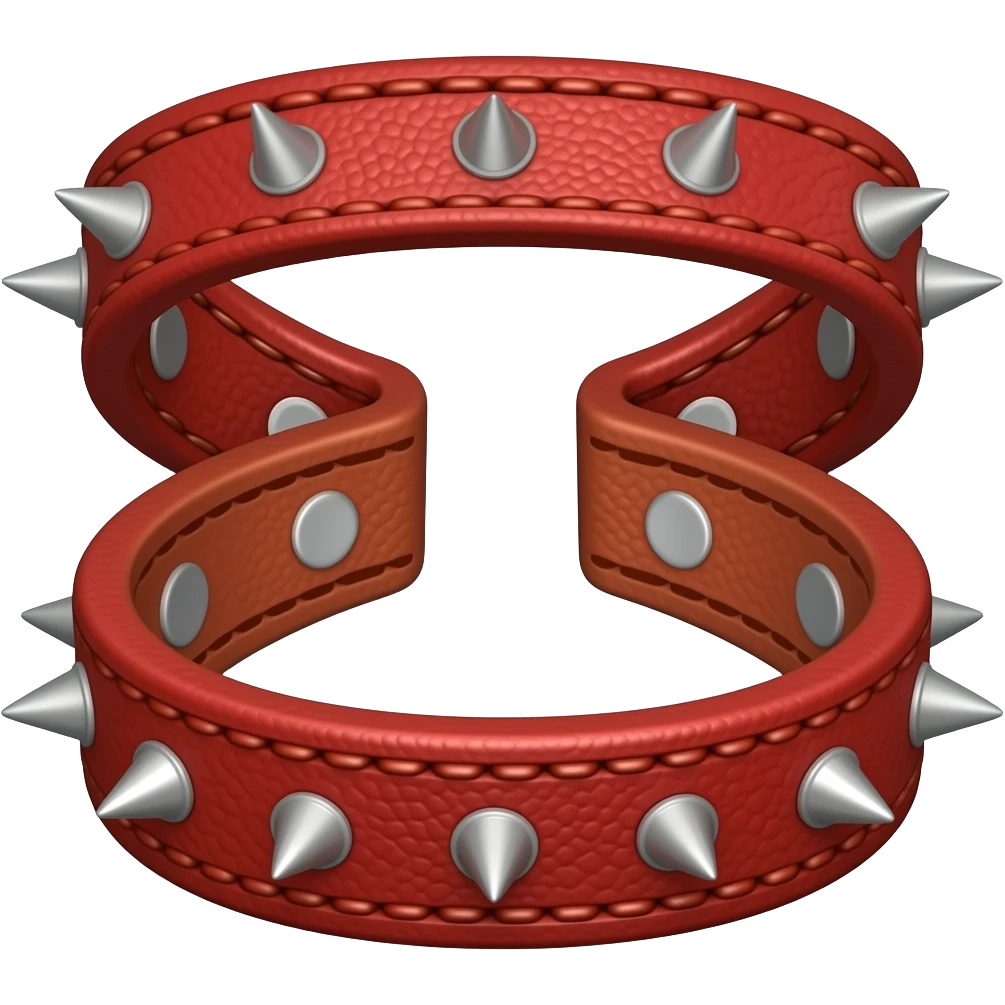 2 breite Rote Lederarmbänder mit Stacheln emoji