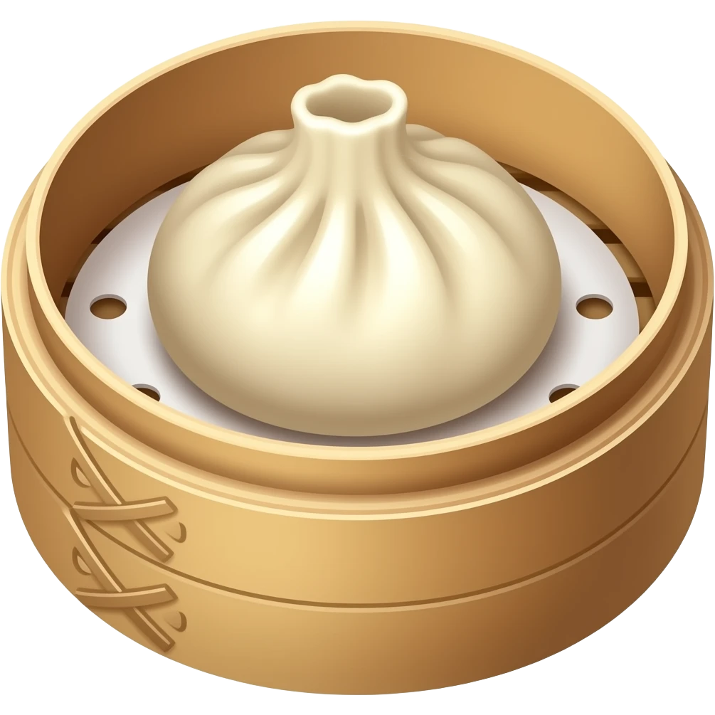 circle dumpling inside circular container that's opened. dumpling fills container against all walls emoji