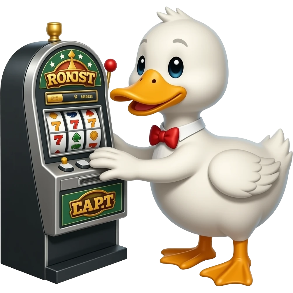 A duck playing slots in casino emoji