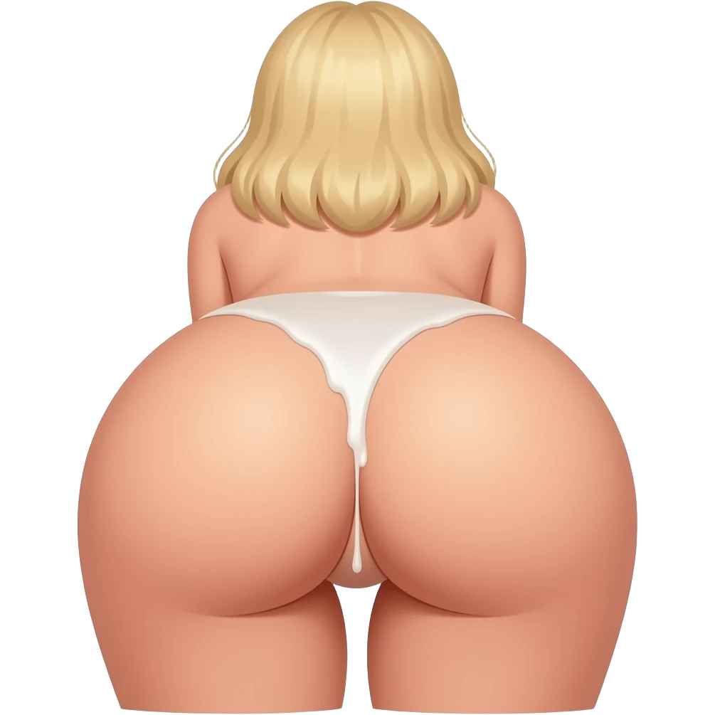 Blonde bent over big ass nude from rear with white cum on her vagina emoji