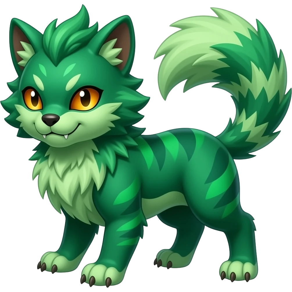 Evolved form of Emerald Meowzer, Stage 2, grown up, ferocious emoji