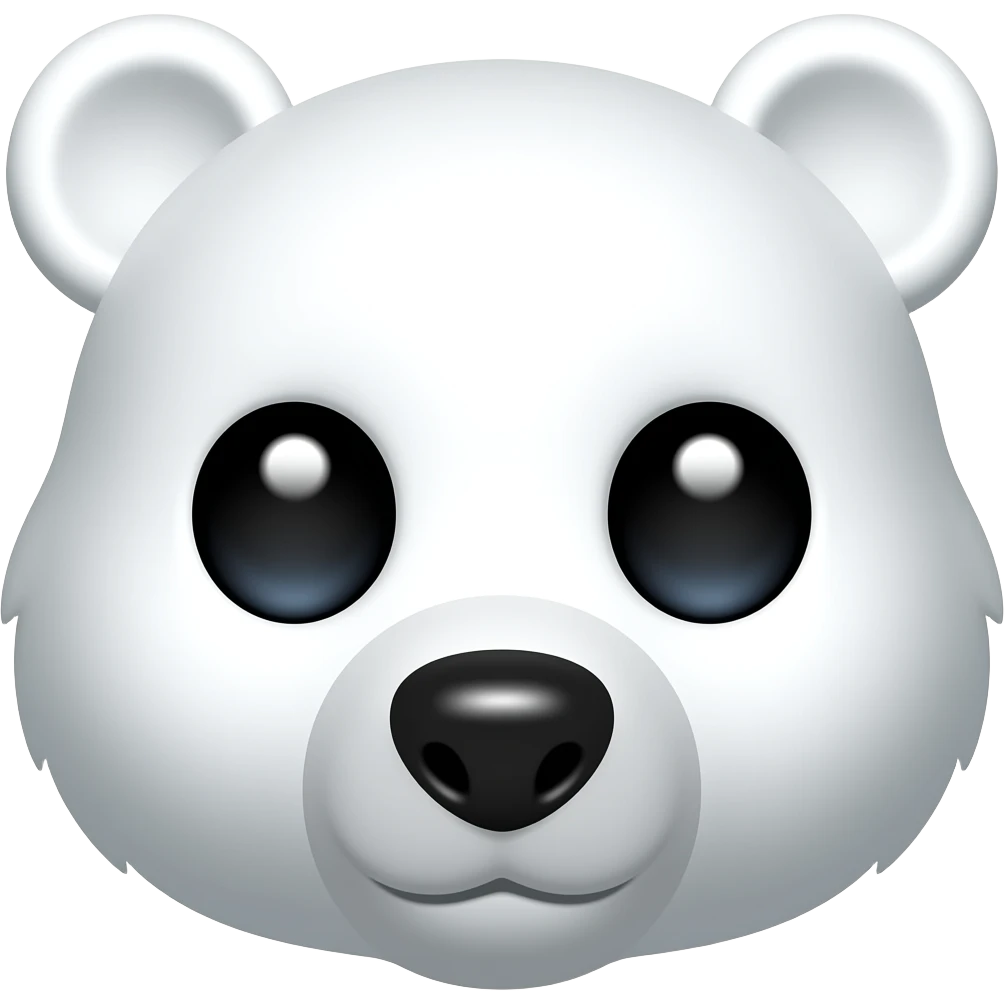 白いクマがつぶらなまんまるな瞳をしている。瞳はたくさんのキラキラ　鼻は小さく　少し平面 emoji