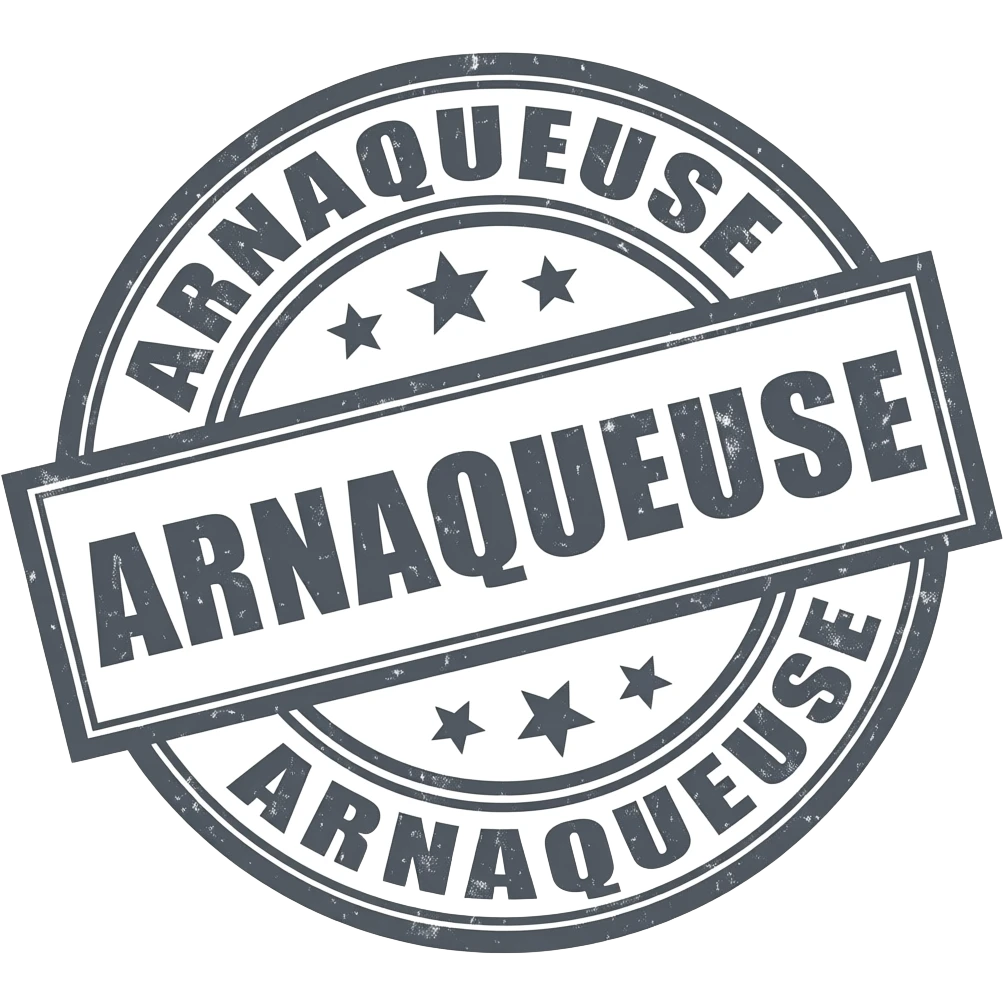 tampon marqué "ARNAQUEUSE" emoji