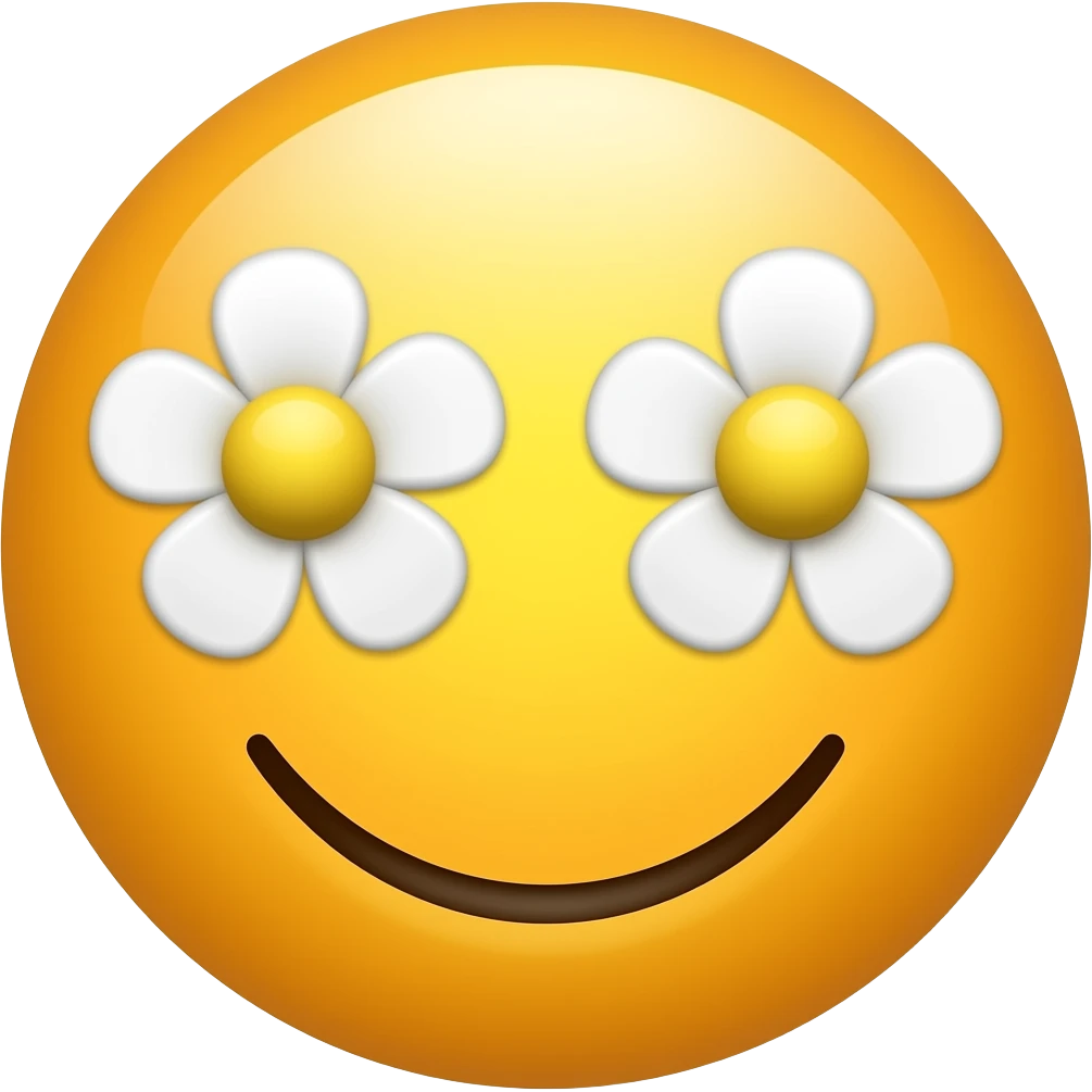 Smiley face with flowers for eyes emoji