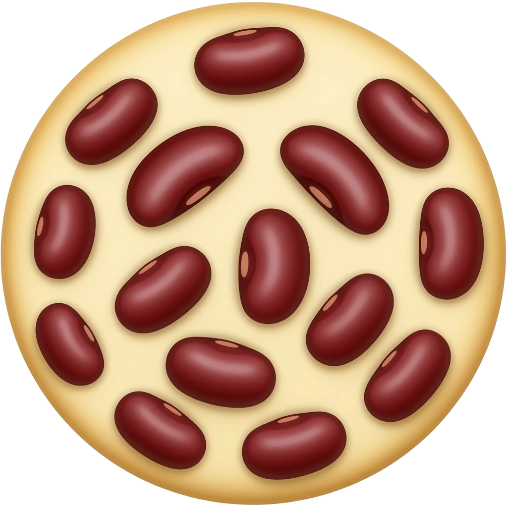 Круглые белые хлебцы с много красной фасолью emoji