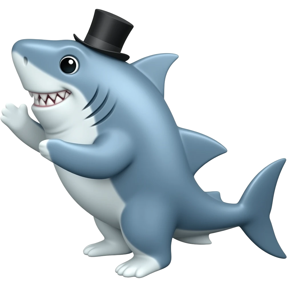 Shark with a top hat emoji