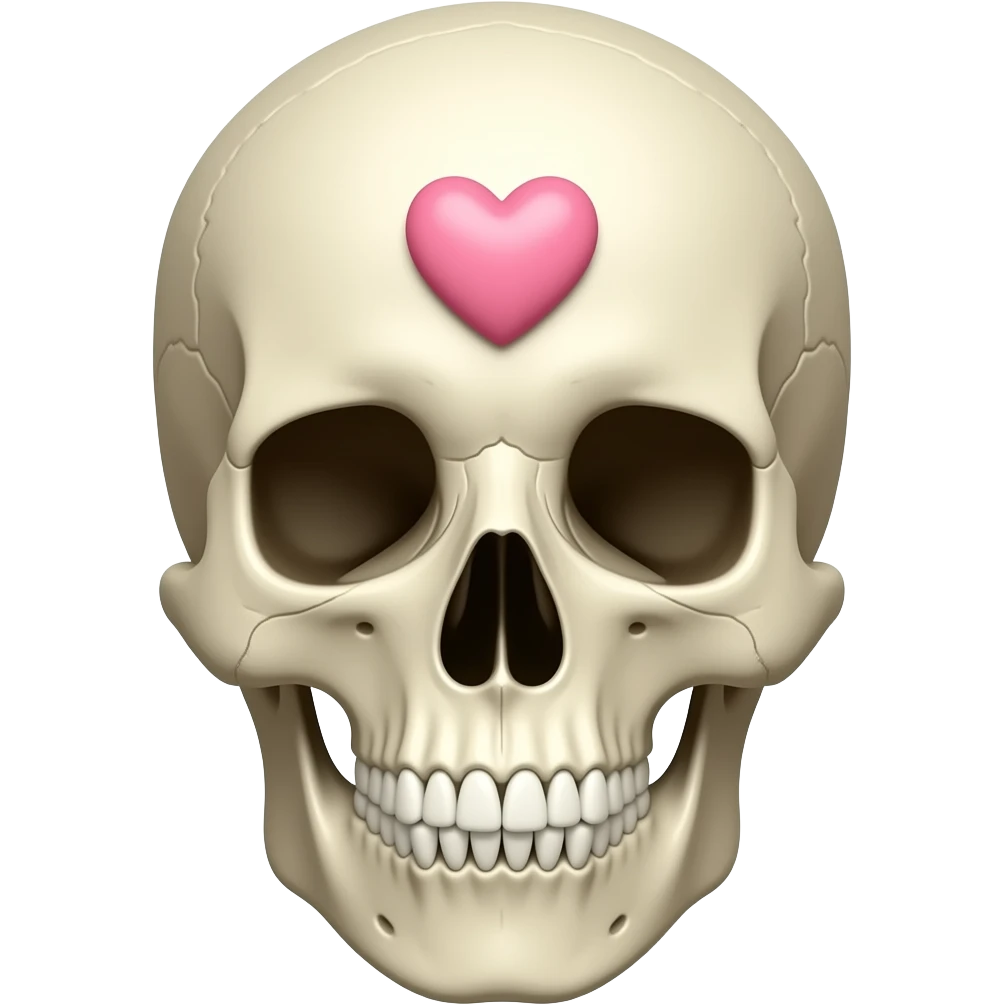 anatomy skull tiny pink heart on forehead emoji | AI Emoji Generator