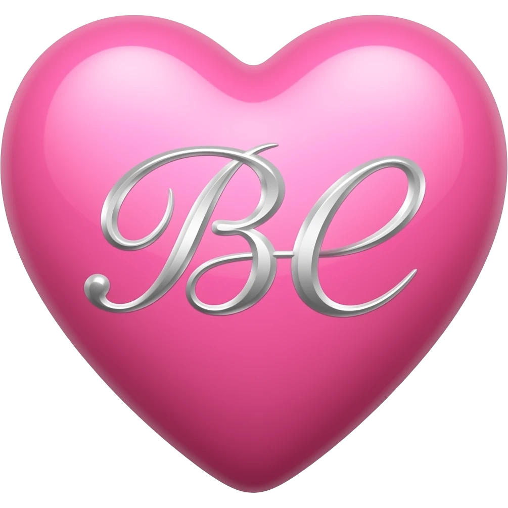 Light Pink heart with Silver cursive initials B and C emoji