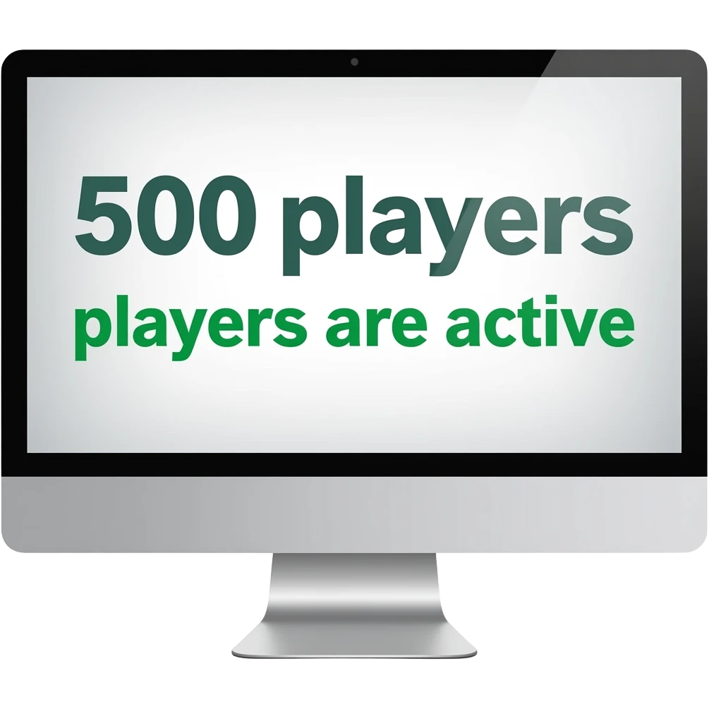 text 500 players and in green below that they are active on the monitor that the players are active emoji