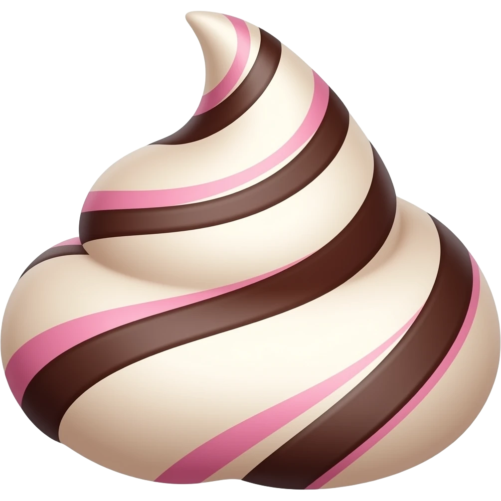The whole cream turns striped pink and brownish chocolate emoji