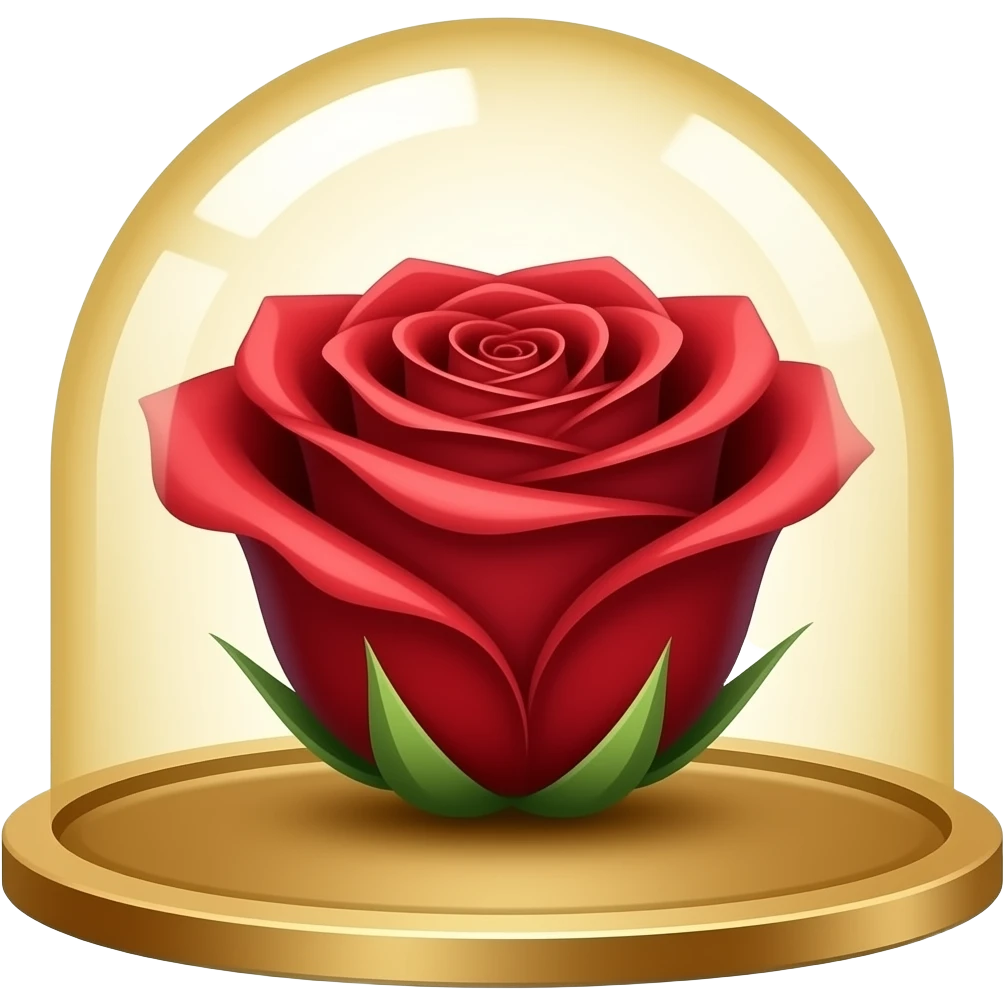 tall beautiful magic red rose inside a magic gold dome emoji