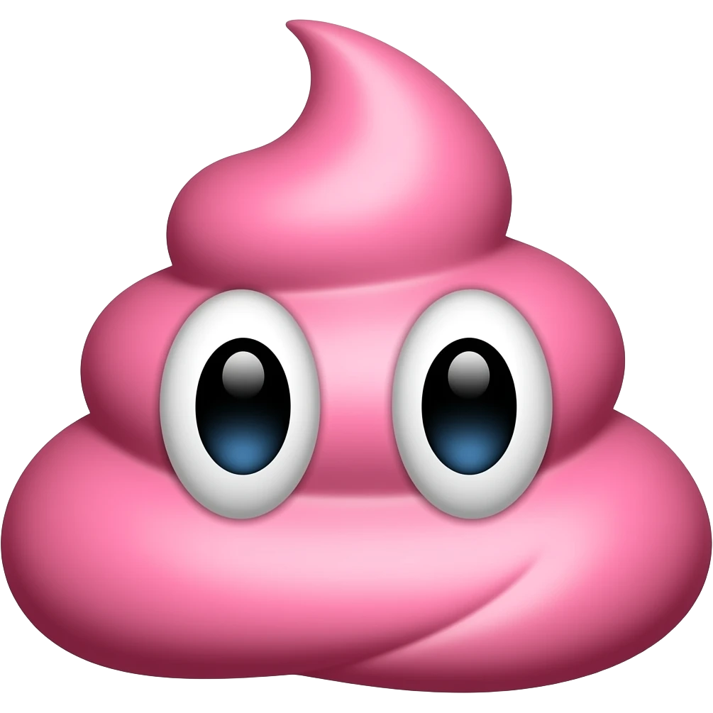 Caca de couleur rose avec des yeux emoji