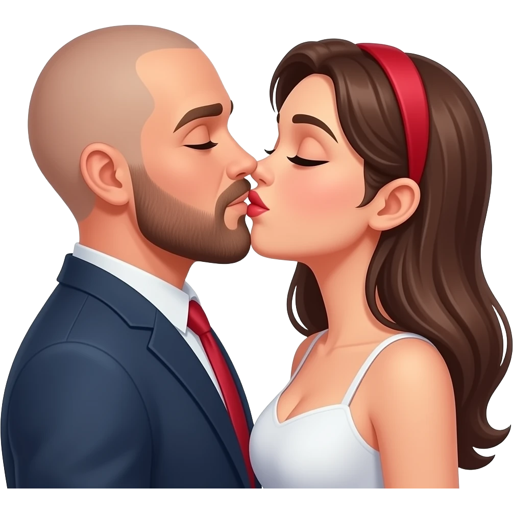 Sexy couple kissing bald guy with beard emoji