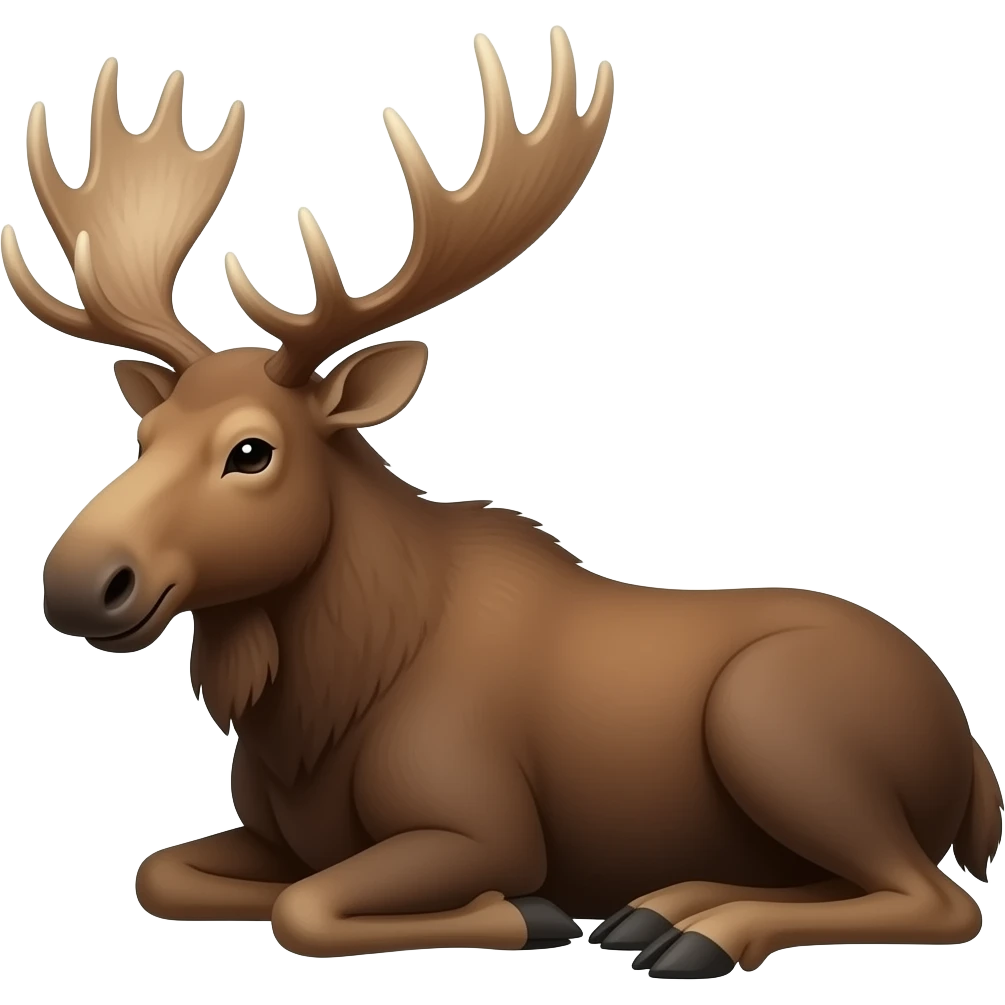 moose resting on the ground, relaxed looking left to center emoji