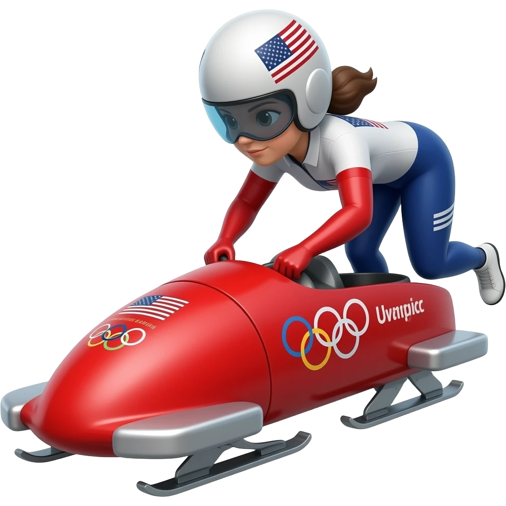 USA Olympic Red Bobsled with female emoji
