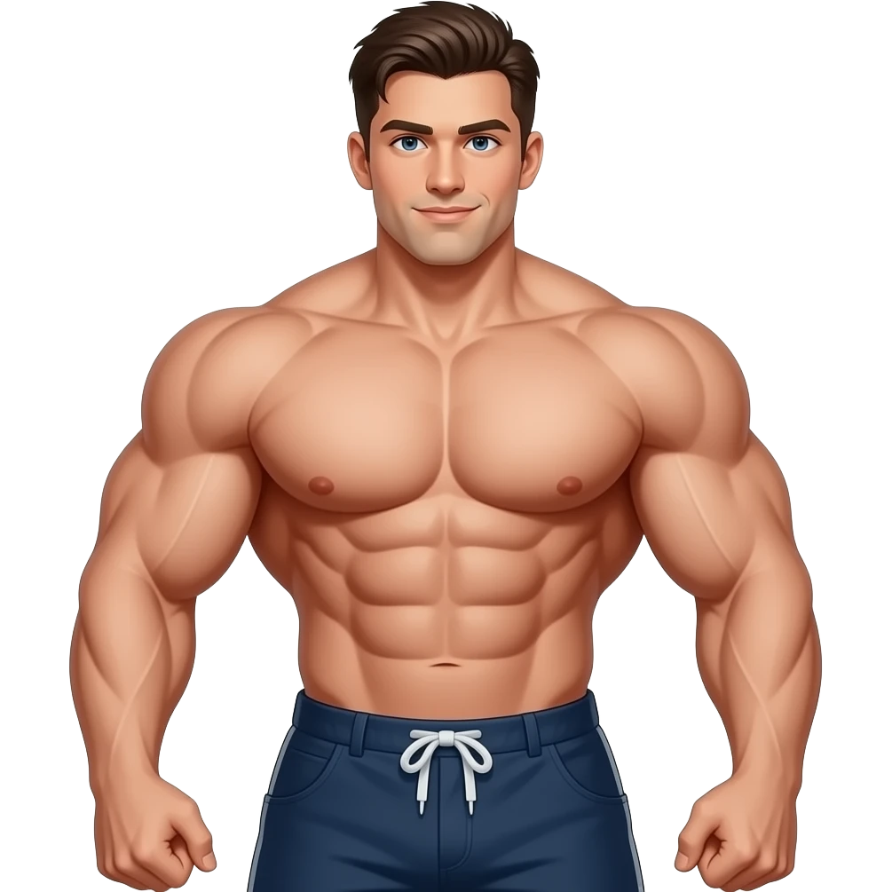 Сильний хлопчик з великими мязамив повний зріст emoji