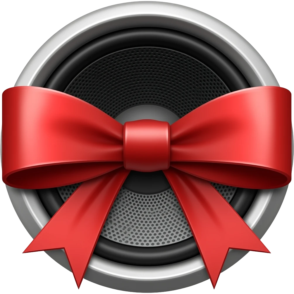 loud speaker with red ribbon knot emoji