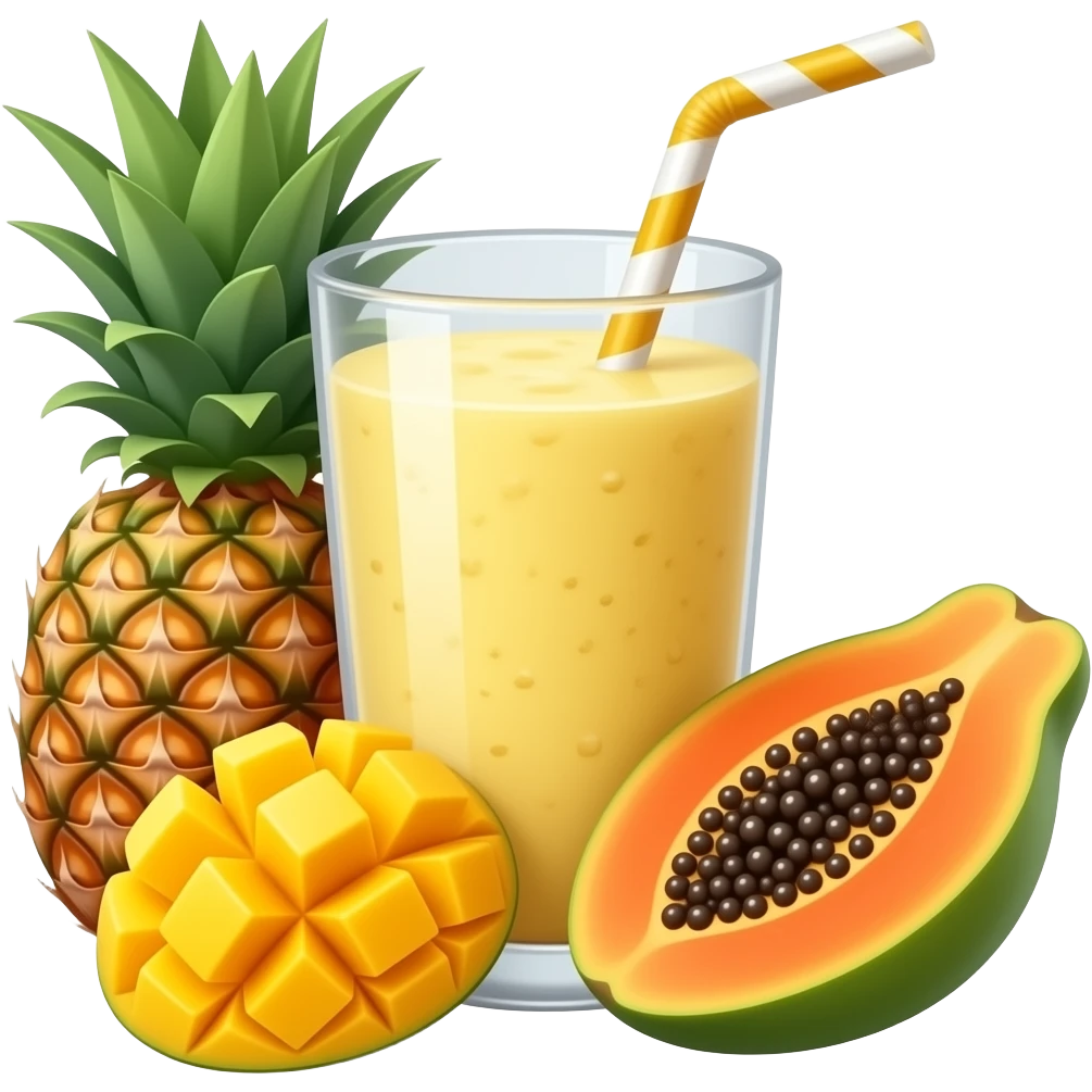 Pineapple mango and papaya smoothie emoji
