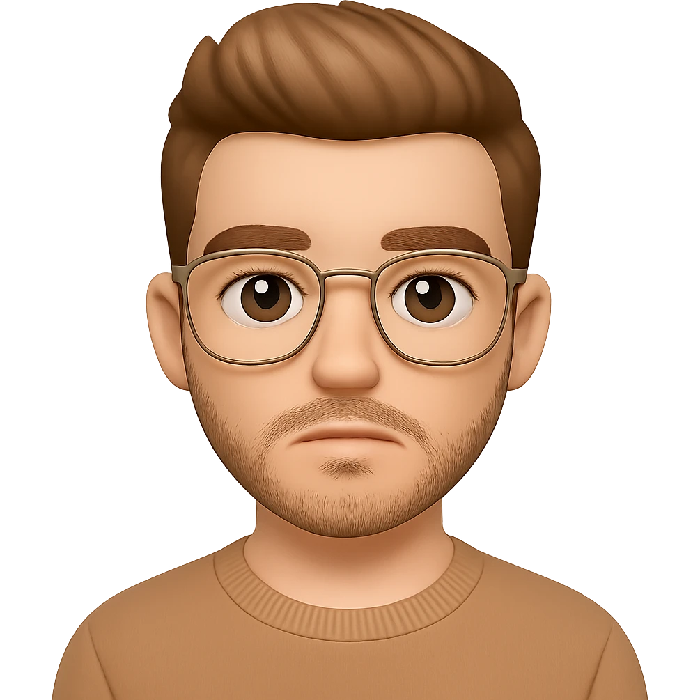 turn the second man in emoji style of the 1st image, match the facial features and clothes emoji