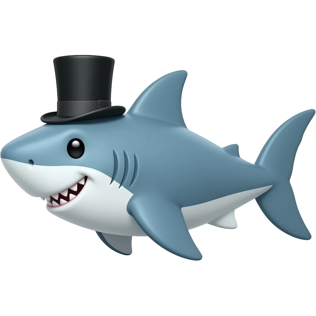 Shark with a top hat emoji