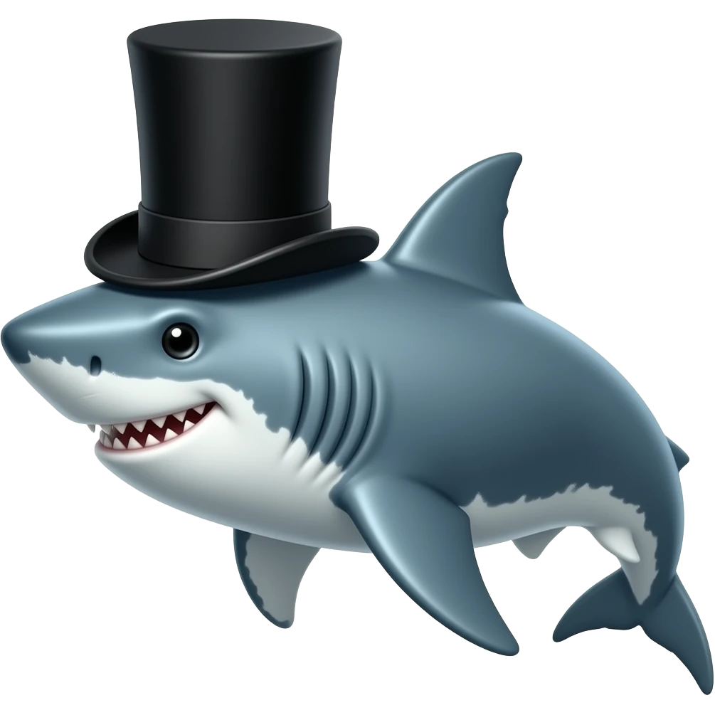 Shark with a top hat emoji