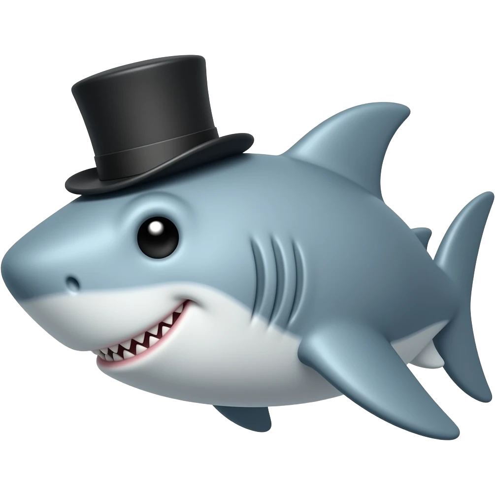 Shark with a top hat emoji
