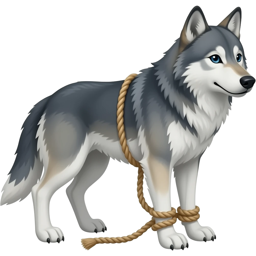 🐺를 밧줄로 잡은 이모지 emoji