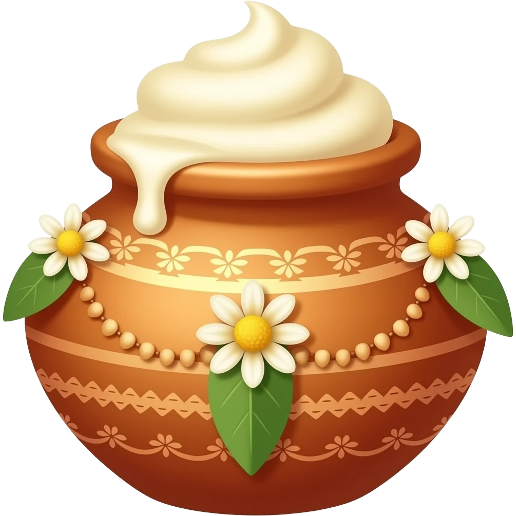 Decoration of pot krishna jayanthi. As decor with butter give unique image emoji