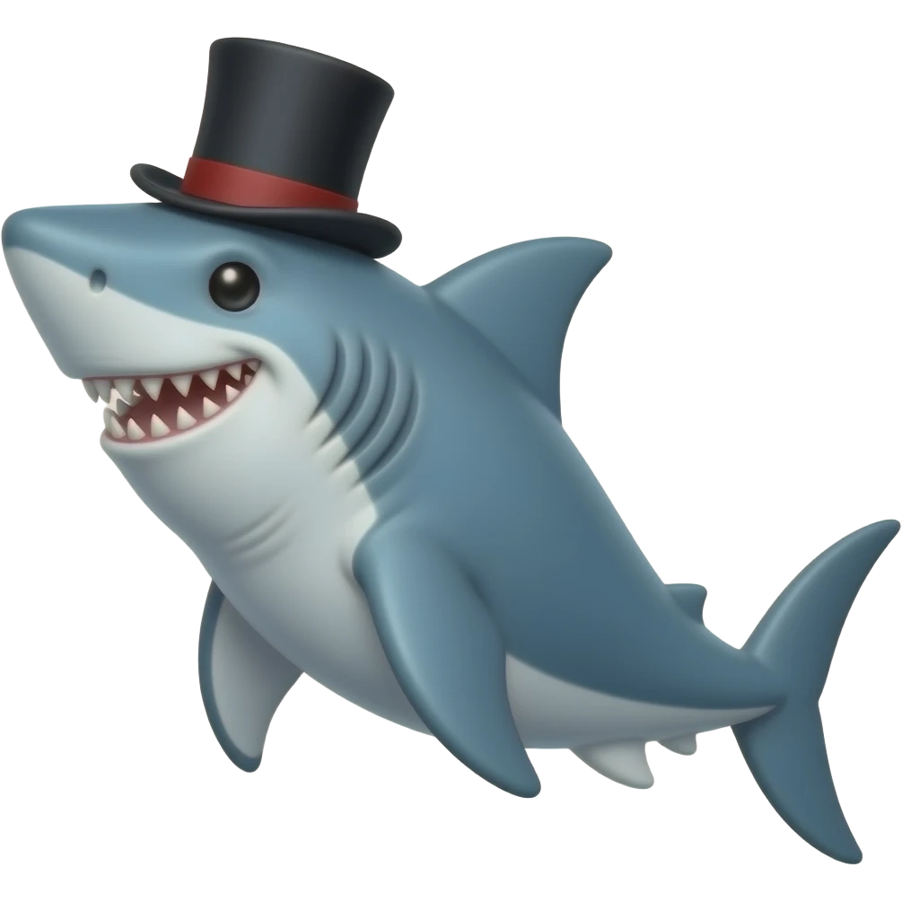 Shark with a top hat emoji