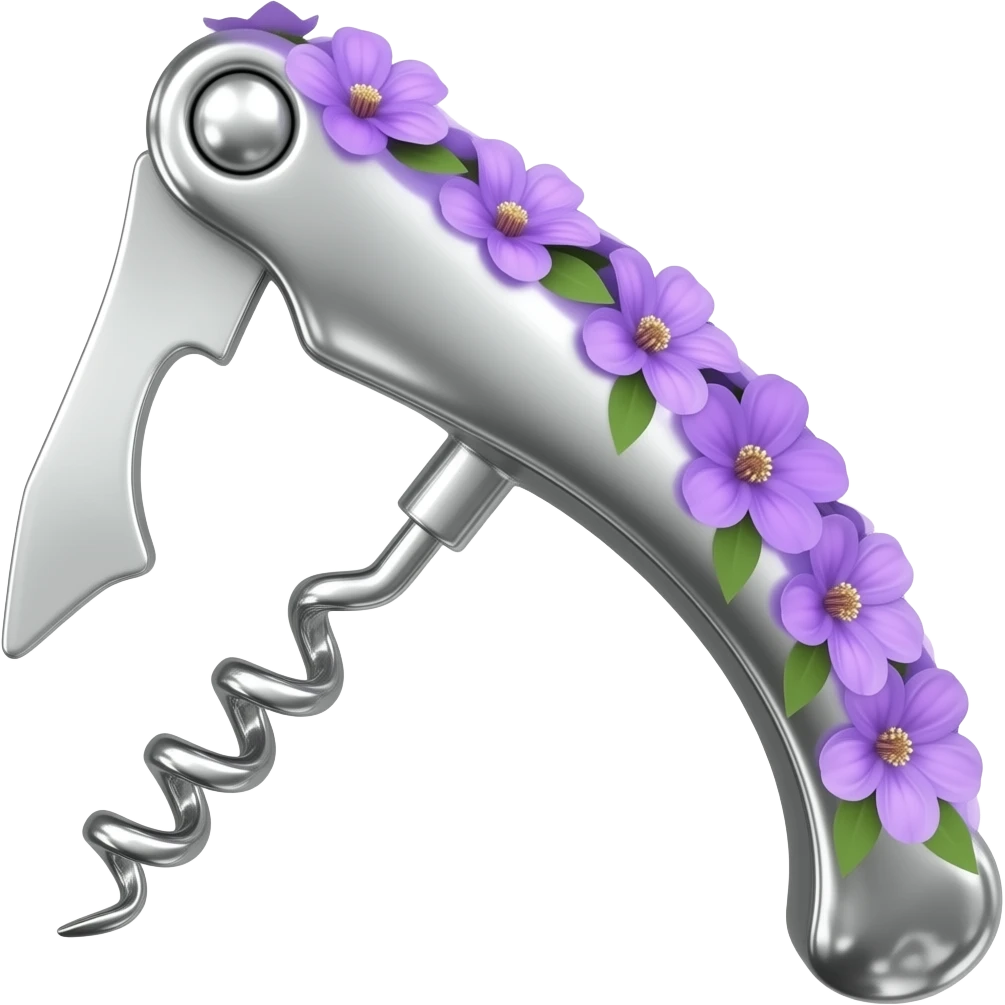 Sharp cork Screw with violet flowers emoji