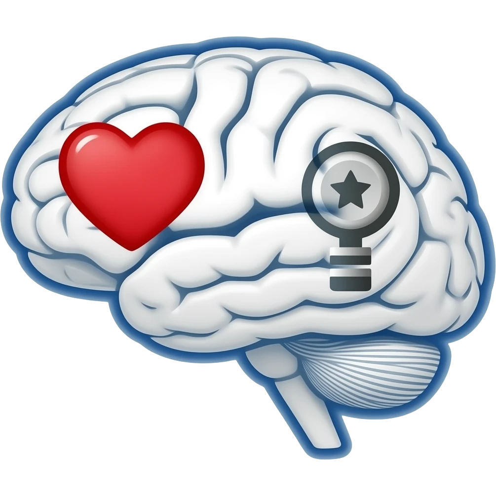The outline will be a brain, and inside there will be a heart along with two separate emojis that symbolize smarts + symbolizes newness emoji