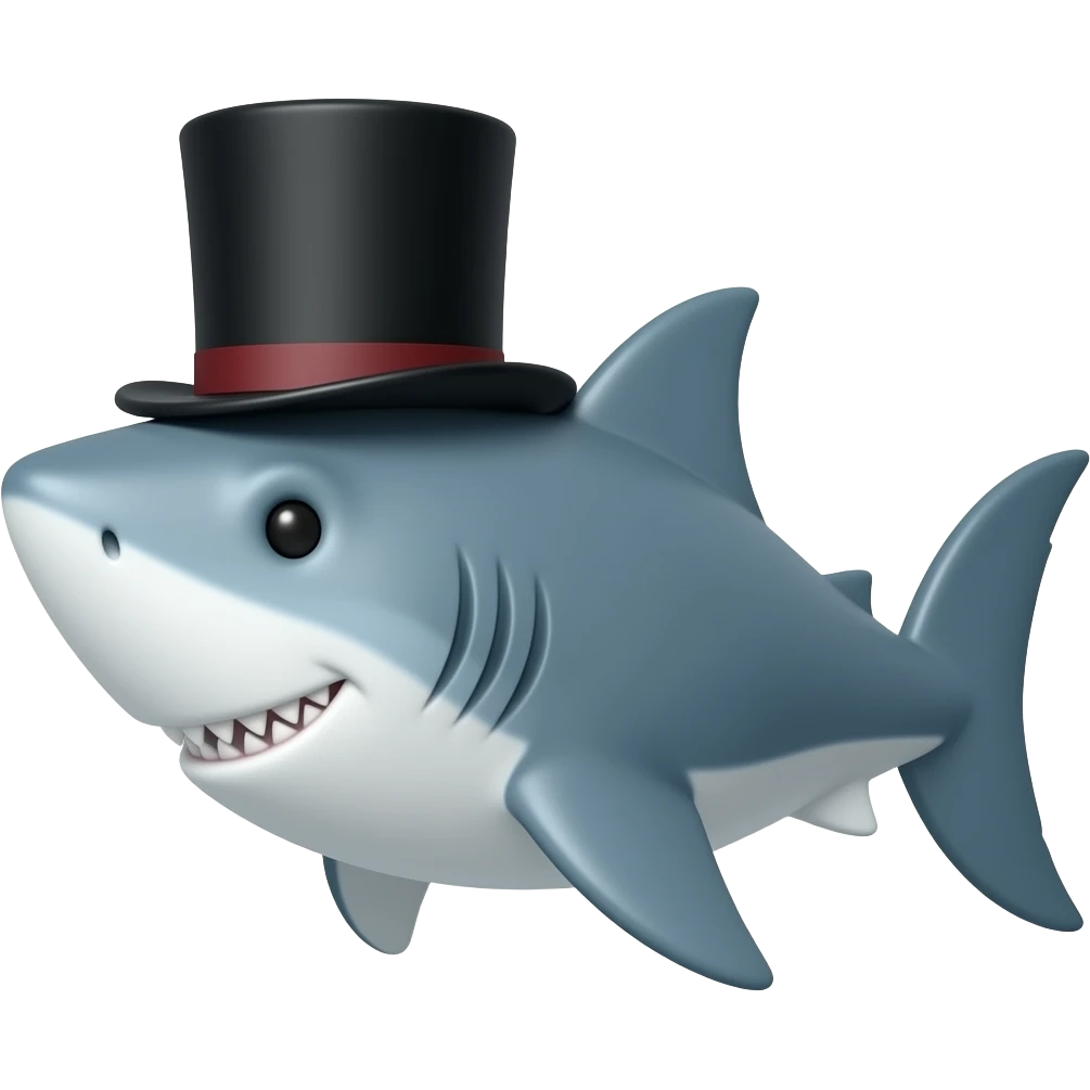 Shark with a top hat emoji