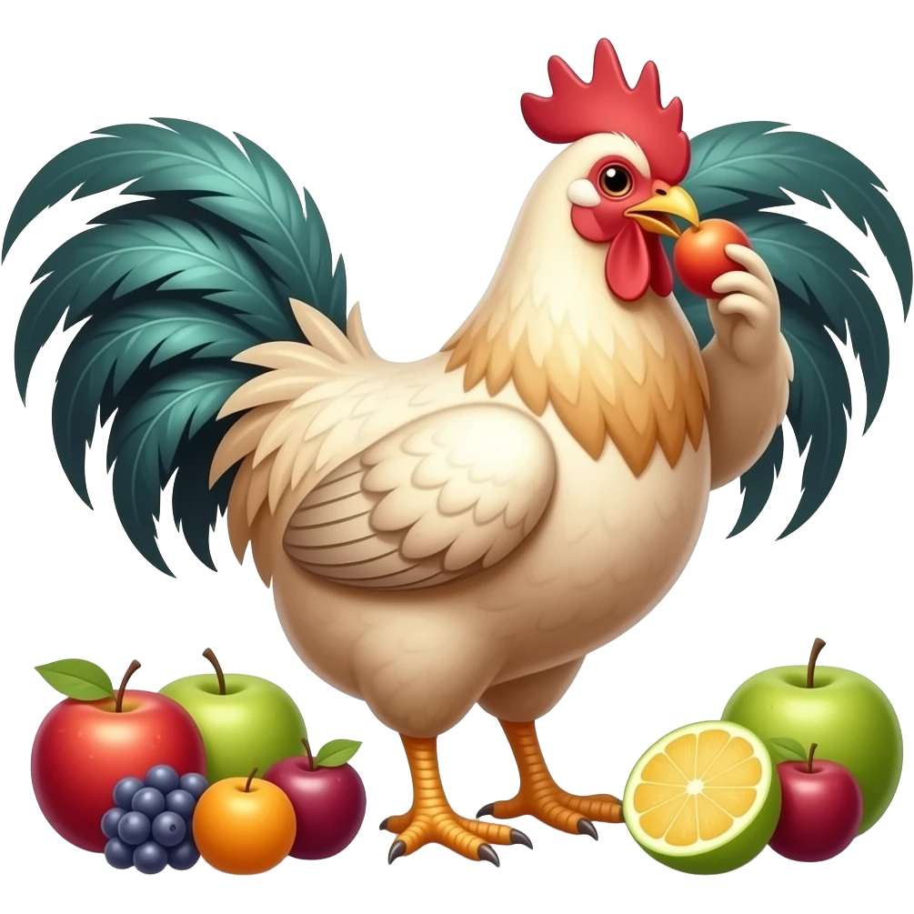 chicken eating fruit emoji | AI Emoji Generator