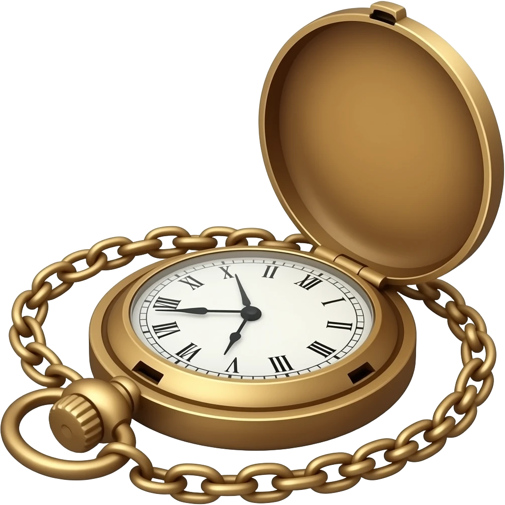 broken vintage pocket watch lid open elegent thin chain emoji