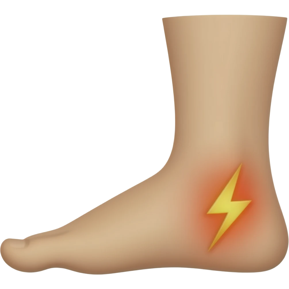 sideview of a foot with a lightning emphasizing the pain emoji