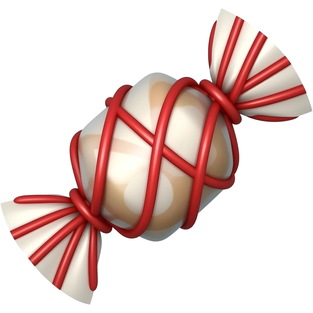 A red string wrapped around a candy emoji