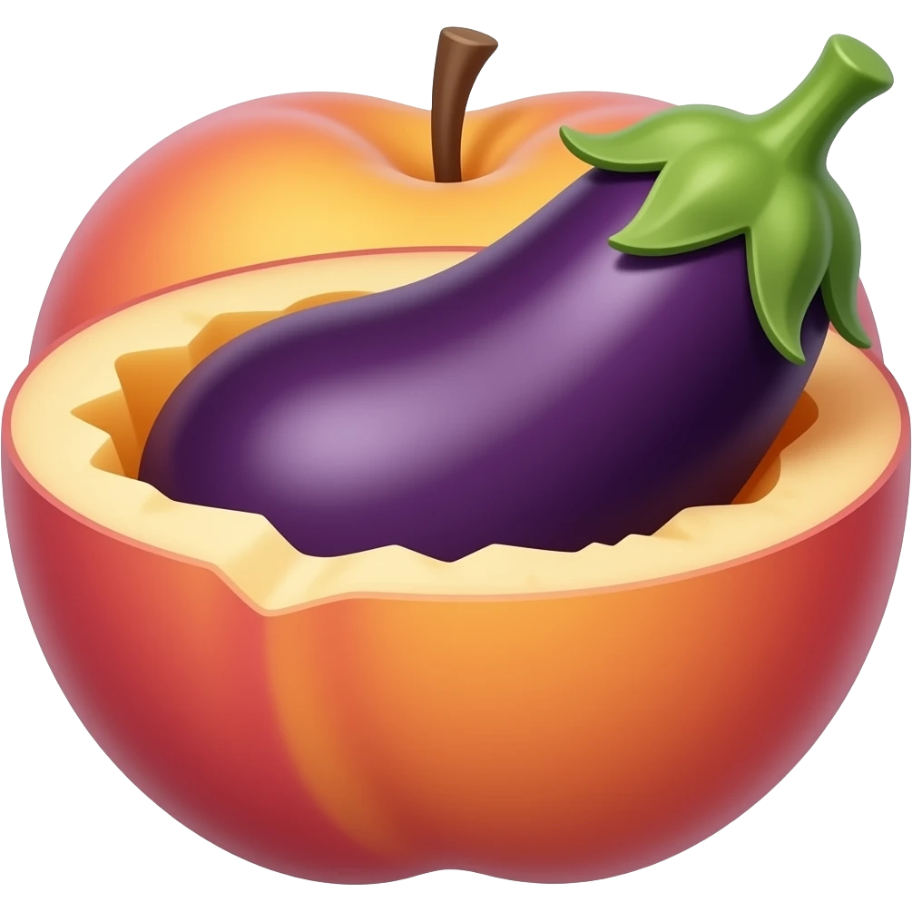 Eggplant in peach emoji